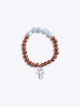 Load image into Gallery viewer, Healing Intentions Aquamarine and Sandalwood Throat Chakra Bracelet