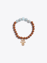 Load image into Gallery viewer, Healing Intentions Aquamarine and Sandalwood Throat Chakra Bracelet