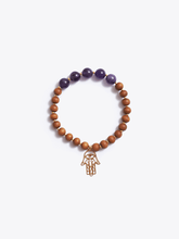 Load image into Gallery viewer, Healing Intentions Amethyst and Sandalwood Crown Chakra Bracelet