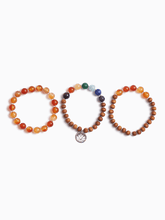 Load image into Gallery viewer, Creativity &amp; Passion Chakra Bracelet Stack &amp; Essential Oils Gift Box