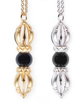 Load image into Gallery viewer, The Grounds of Freedom - White Gold &amp; Black Onyx Gemstone Necklace