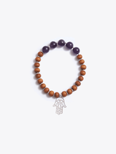 Load image into Gallery viewer, Healing Intentions Amethyst and Sandalwood Crown Chakra Bracelet