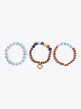 Load image into Gallery viewer, Truth &amp; Trust Chakra Bracelet Stack &amp; Essential Oils Gift Box