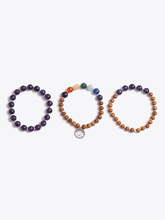 Load image into Gallery viewer, Purple Amethyst Crown Chakra Bracelet Stack