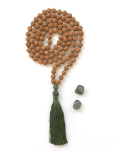 Load image into Gallery viewer, Rudraksha Meditation Mala Necklace - Dark Green