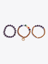 Load image into Gallery viewer, Growth &amp; Wisdom Chakra Bracelet Stack &amp; Essential Oils Gift Box