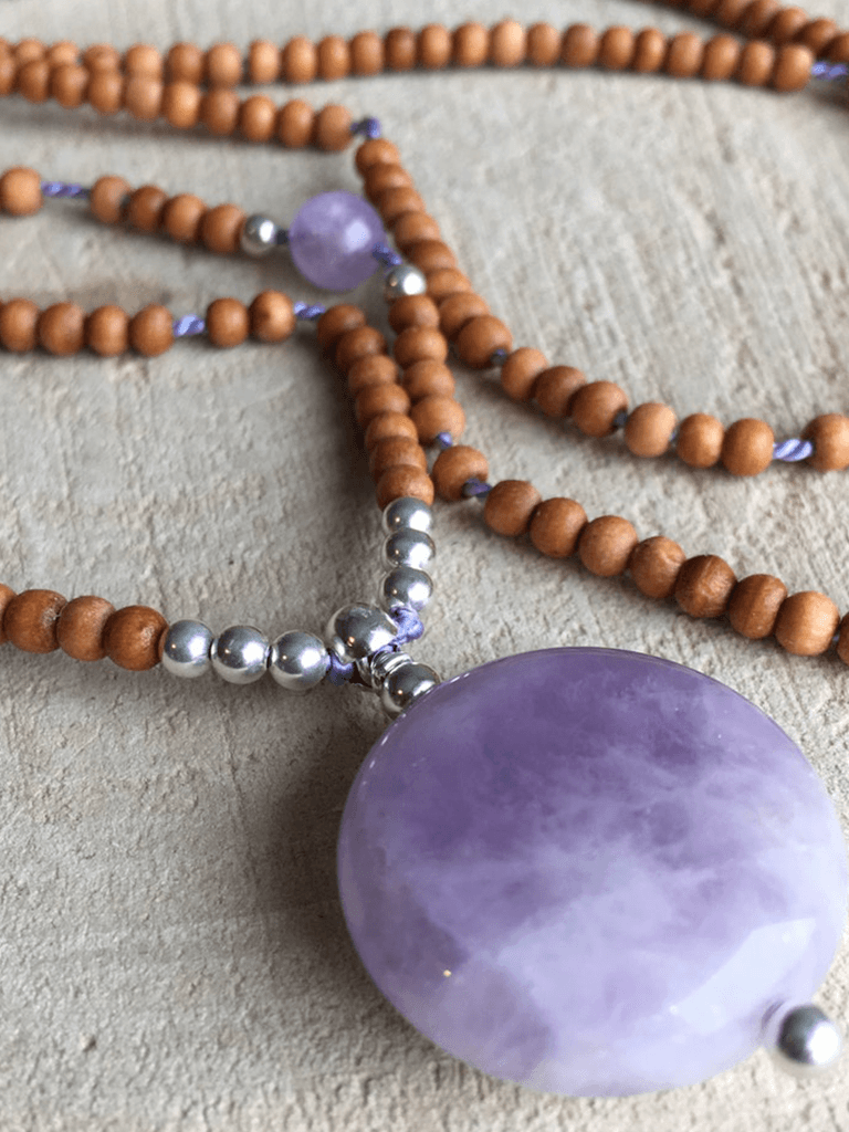 Amethyst Baby Sandalwood Mala Necklace