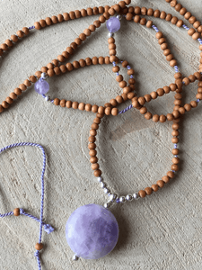 Amethyst Baby Sandalwood Mala Necklace