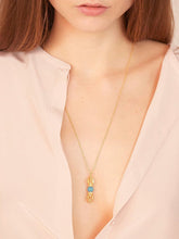 Load image into Gallery viewer, The Ocean of Infinity - Gold &amp; Aquamarine Gemstone Necklace