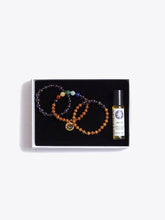 Load image into Gallery viewer, Growth &amp; Wisdom Chakra Bracelet Stack &amp; Essential Oils Gift Box