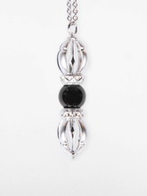 Load image into Gallery viewer, The Grounds of Freedom - White Gold &amp; Black Onyx Gemstone Necklace