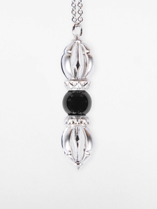 The Grounds of Freedom - White Gold & Black Onyx Gemstone Necklace