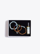 Load image into Gallery viewer, Truth &amp; Trust Chakra Bracelet Stack &amp; Essential Oils Gift Box