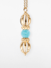 Load image into Gallery viewer, The Ocean of Infinity - Gold &amp; Aquamarine Gemstone Necklace