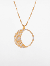 Load image into Gallery viewer, Pave Waning Moon Necklace - Gold