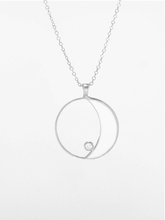 Load image into Gallery viewer, Waxing Moon &amp; Star Necklace - Silver
