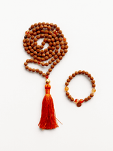 Load image into Gallery viewer, Rudraksha Meditation Mala Necklace - Orange