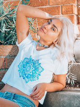 Load image into Gallery viewer, Blue Mandala Boxy Tee - Organic Cotton Bamboo