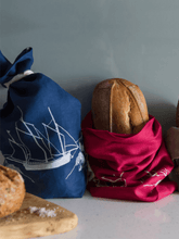 Load image into Gallery viewer, Hand Printed Linen Bread Bag - Coastal Collection