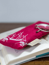 Load image into Gallery viewer, Hand Printed Linen Glasses Case - Coastal Collection