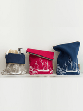 Load image into Gallery viewer, Hand Printed Linen Large Toiletry Bag - Coastal Collection