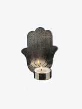 Load image into Gallery viewer, Set of 2 Hamsa Tea Light Holders - Silver