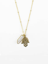 Load image into Gallery viewer, Hamsa White Crystal Necklace