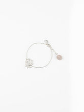 Load image into Gallery viewer, Lotus Bracelet With Rose Quartz Drop - Silver