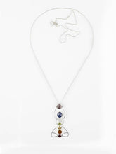 Load image into Gallery viewer, Lotus Pose Chakra Pendant Necklace - Silver