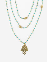 Load image into Gallery viewer, Turquoise Hamsa Layered Necklace