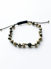 Load image into Gallery viewer, Dalmatian Jasper &amp; Lava Mala Bracelet
