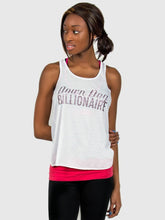 Load image into Gallery viewer, Down Dog Billionaire Flowy Racerback Yoga Tank - Silver Glitter Ball