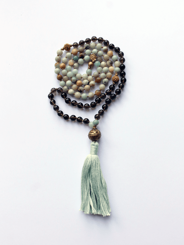 Amazonite & Smoky Quartz Mala