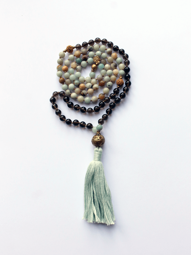 Amazonite & Smoky Quartz Mala