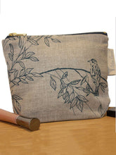Load image into Gallery viewer, Hand Printed Linen Toiletry Bag - Birdsong Collection
