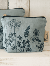 Load image into Gallery viewer, Hand Printed Linen Make Up Bag - Garden Collection