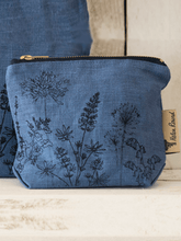 Load image into Gallery viewer, Hand Printed Linen Make Up Bag - Garden Collection