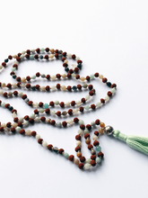 Load image into Gallery viewer, Rudraksha &amp; Faceted Amazonite Mala