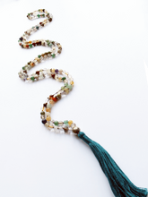 Load image into Gallery viewer, Multistone Mala with Lotus Guru - Turquoise Blue Tassel