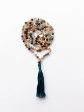 Load image into Gallery viewer, Multistone Mala with Lotus Guru - Turquoise Blue Tassel