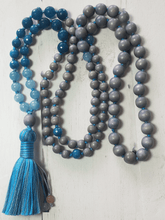 Load image into Gallery viewer, Truth Mala Necklace - Wood &amp; Blue Quartz