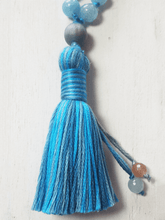 Load image into Gallery viewer, Truth Mala Necklace - Wood &amp; Blue Quartz
