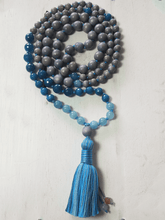 Load image into Gallery viewer, Truth Mala Necklace - Wood &amp; Blue Quartz
