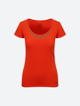 Load image into Gallery viewer, Sun Salutation Orange Yoga Tee