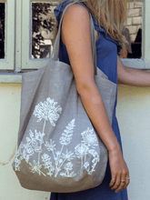 Load image into Gallery viewer, Hand Printed Linen Slouch Bag - Garden Collection