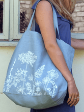 Load image into Gallery viewer, Hand Printed Linen Slouch Bag - Garden Collection
