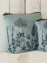 Load image into Gallery viewer, Hand Printed Linen Toiletry Bag - Garden Collection