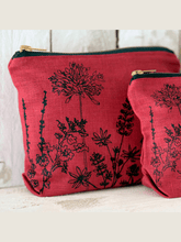 Load image into Gallery viewer, Hand Printed Linen Toiletry Bag - Garden Collection