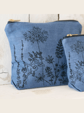 Load image into Gallery viewer, Hand Printed Linen Toiletry Bag - Garden Collection