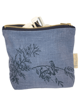 Load image into Gallery viewer, Hand Printed Linen Toiletry Bag - Birdsong Collection